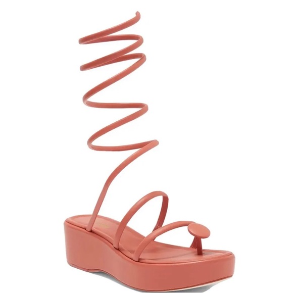 $498 Cult Gaia Alba Jasper Leather Gladiator Platform Wedge Sandals Pumps 36 NEW - Picture 1 of 10